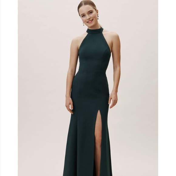 slim fit dress slacks Celina Bottle Green Satin High-Neck Maxi Dress – Club L London